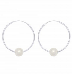 HOOP PEARL EARRINGS - 32MM