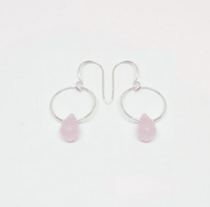 CIRCLE ROSE QUARTZ EARRINGS