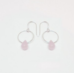 
            
                Load image into Gallery viewer, CIRCLE ROSE QUARTZ EARRINGS
            
        