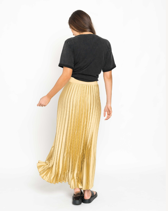 CARRE PLEATED SKIRT - GOLD
