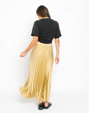 CARRE PLEATED SKIRT - GOLD