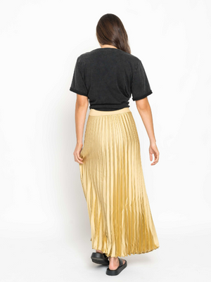 CARRE PLEATED SKIRT - GOLD