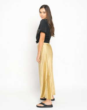 CARRE PLEATED SKIRT - GOLD
