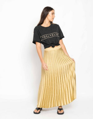 CARRE PLEATED SKIRT - GOLD