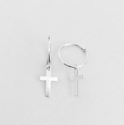 CROSS HOOP EARRING