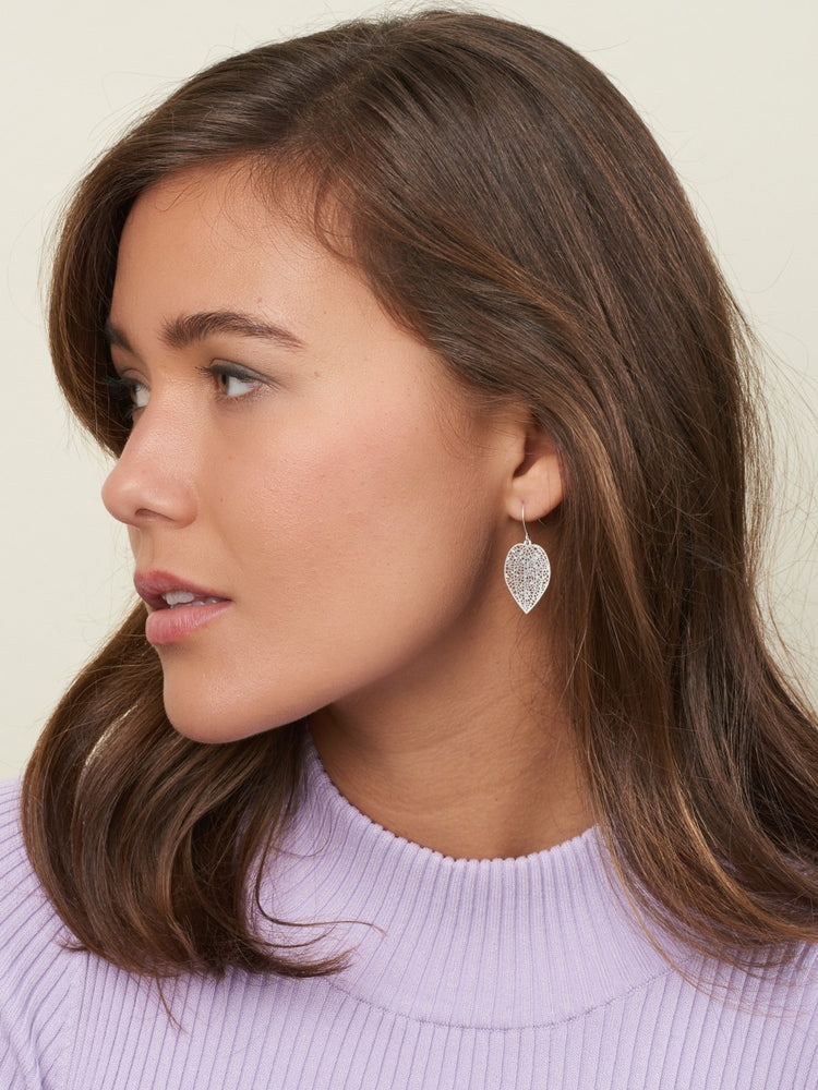 
            
                Load image into Gallery viewer, SILVER MINI LEAF EARRINGS
            
        
