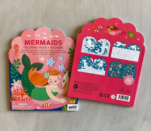 PETIT COLLAGE COLOURING BOOK WITH STICKERS - MERMAIDS