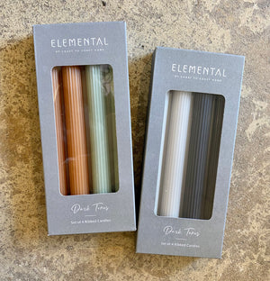 RIBBED SET OF 4 CANDLE - DARK TONES