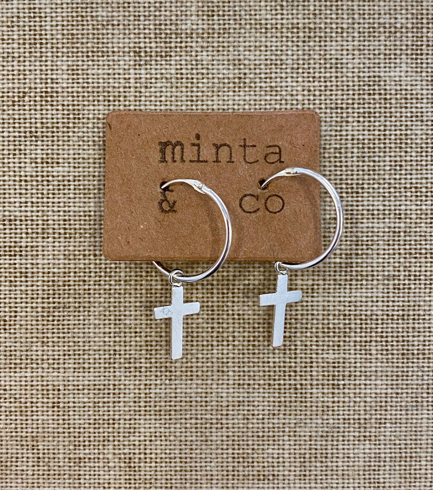 CROSS HOOP EARRING