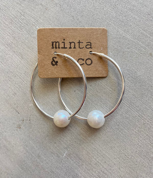 HOOP PEARL EARRINGS - 32MM