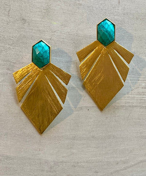 
            
                Load image into Gallery viewer, WONDER WOMAN TURQUOISE EARRINGS
            
        