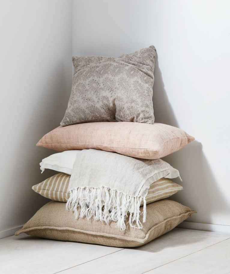 CHRISTOPHE LINEN CUSHION - NATURAL STRIPE